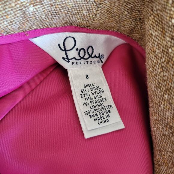 Vintage Lilly Pulitzer 90s Tweed Cropped Trousers Wool Brown Cuffed Women 8 - Picture 11 of 12